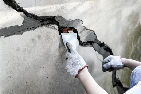Repairing cracked water-damaged interior wall